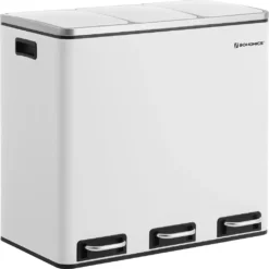 SONGMICS Mülleimer 54L Treteimer Mit 3 Fächern 3 X 18L Abfalleimer Softclose Mülltrennsystem Mit Fußpedalen Weiß LTB54WT -Songmics Verkaufsgeschäft fc899ccc3b5fc21f02fa37f221fe5042