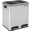 Songmics Mülleimer LTB30H, Silber, Aus Edelstahl, 2 X 15 Liter