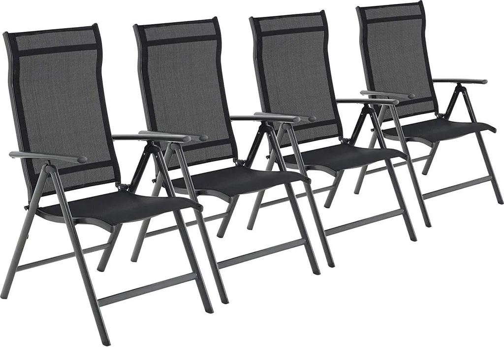 SONGMICS 4er-Set Klappbare Campingstühle, Gartenstühle, Klappstühle Mit Aluminiumgestell, 8-fach Verstellbare Rückenlehne, Max. 150 Kg Belastbar, Schwarz GCB30BK 1 SONGMICS 4er-Set Klappbare Campingstühle, Gartenstühle, Klappstühle Mit Aluminiumgestell, 8-fach Verstellbare Rückenlehne, Max. 150 Kg Belastbar, Schwarz GCB30BK