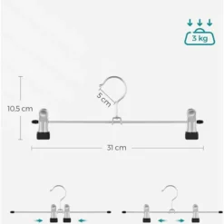 Songmics Kleiderbügel CRI003-20, Aus Metall, Rockbügel Mit Klammern, 31cm Breit, 20 Stück -Songmics Verkaufsgeschäft ff7820bb997ed021bbe65c16ab5f413081b8bf0c kleiderbuegel songmics cri003 20 aus metall